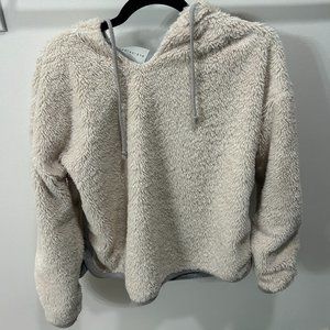 Fuzzy sherpa hoodie with silk interior